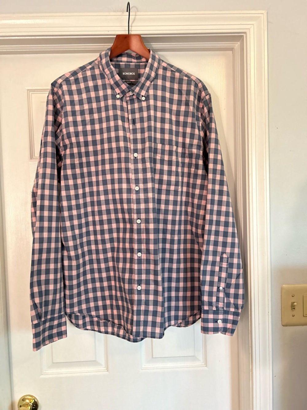 Bonobos Men’s Pink and Blue Gingham Button-Down Shirt - Slim Fit